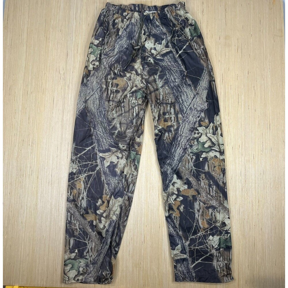 Mossy Oak Breakup Camo Mens Large Pants Waterproof Nylon Adjustable Waist VTG
